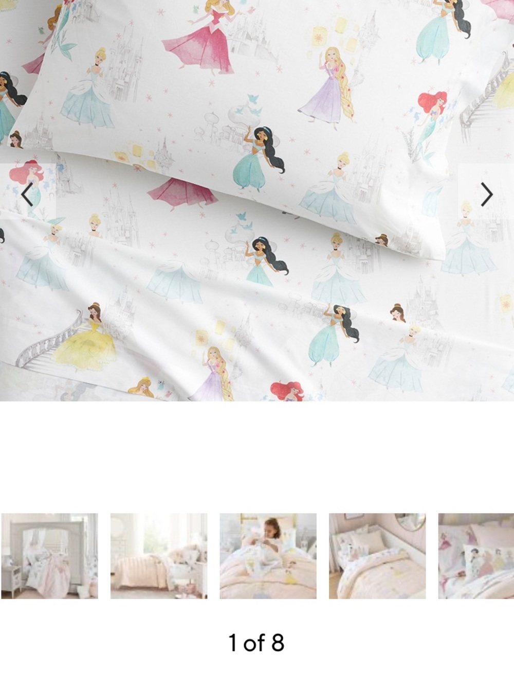 Pottery Barn Kids Princess Print Fitted Sheet and 1 Pillow Case